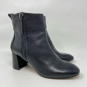Essex Lane El-Galena Black Soft Leather Ankle Side Zip Ankle Boots